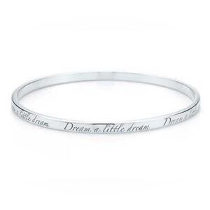 Tiffany & Co Silver Notes ''Dream a Little Dream'' Narrow Bangle Bracelet 7.5”